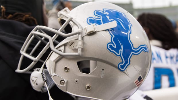 Dec 30, 2018; Green Bay, WI, USA; An Detroit Lions helmet during the game against the Green Bay Packers at Lambeau Field.